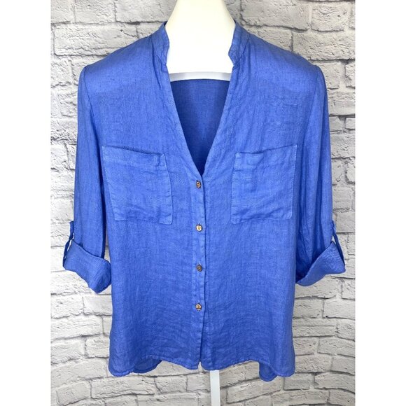 Firenze in Maglia LInen Blouse Purple Periwinkle Color Ladies Size M Italy - Picture 1 of 7